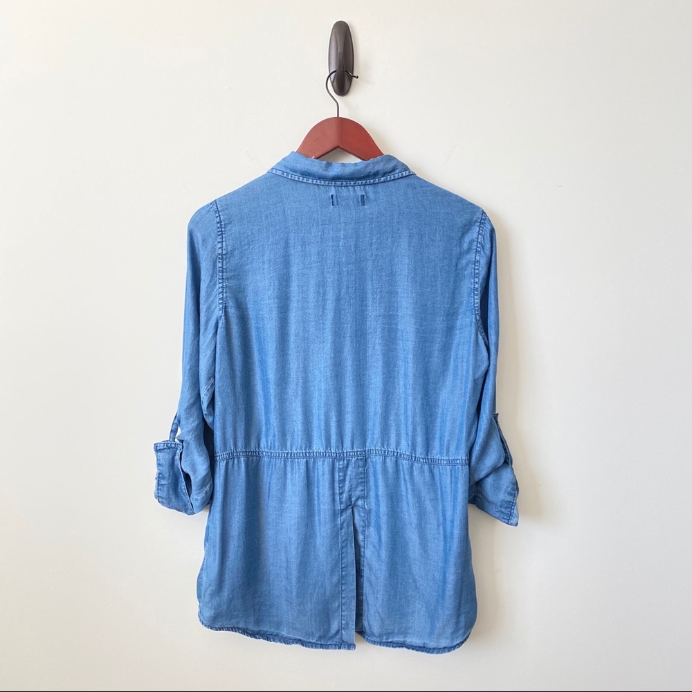 Tinsel Floid Split Back Lyocell Chambray Blue Top - image 7
